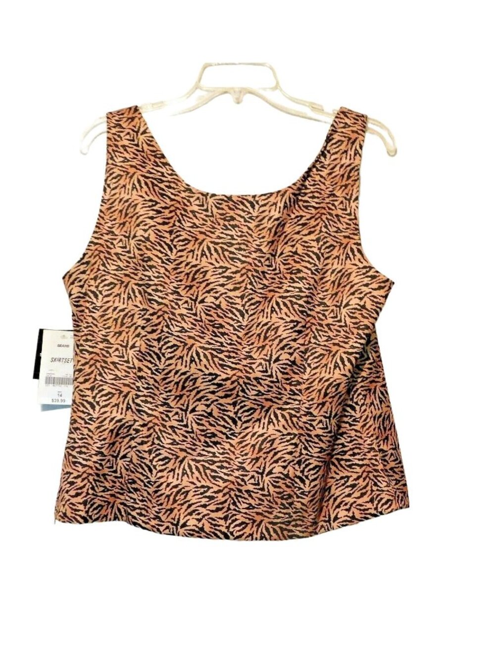 Sag Harbor Animal Print Shell Sleeveless Misses 14 Brown Black NEW - Picture 5 of 6
